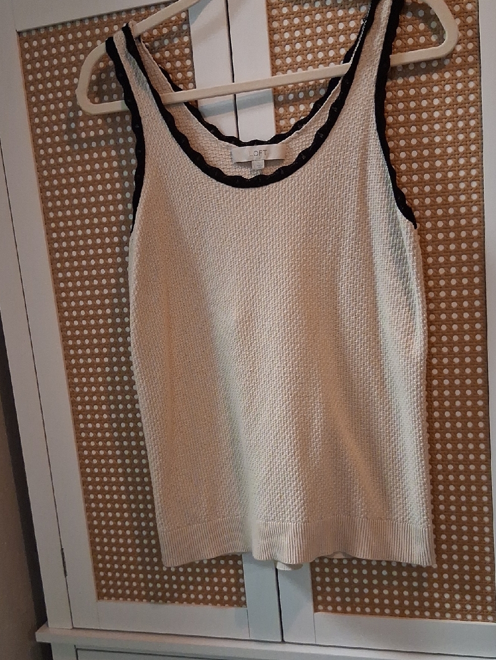 LOFT Cream Tank with Black Trim Detail